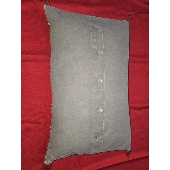 Down Filled Colorful Embroidered Tassel Rectangular Lumbar Throw Pillow 15"x26" - Picture 7 of 9